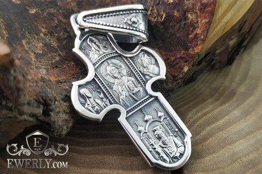 Large Orthodox silver cross without a crucifix for a man