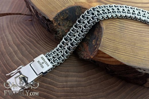 Large silver bracelet "Double Ramses" with engraving to buy
