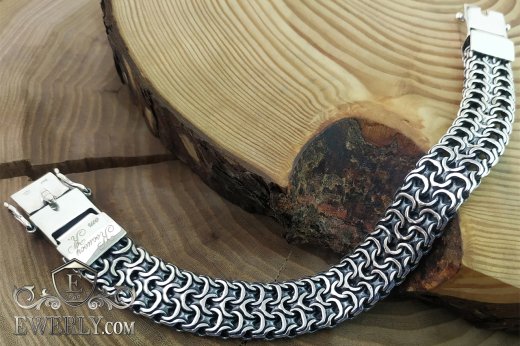 Buy heavy silver bracelet "Double Ramses" with engraving