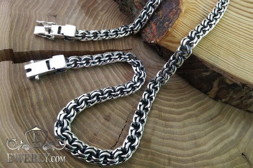 Large silver chain Bismarck 60 cm 100 grams around the neck
